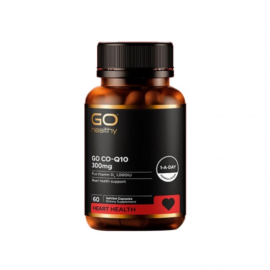 【胶囊因天气原因融化不理赔】GO Healthy 高之源 辅酶Q10高含量300mg 60粒 护心保护心脏含维生素D 1000iu 保质期2027.10